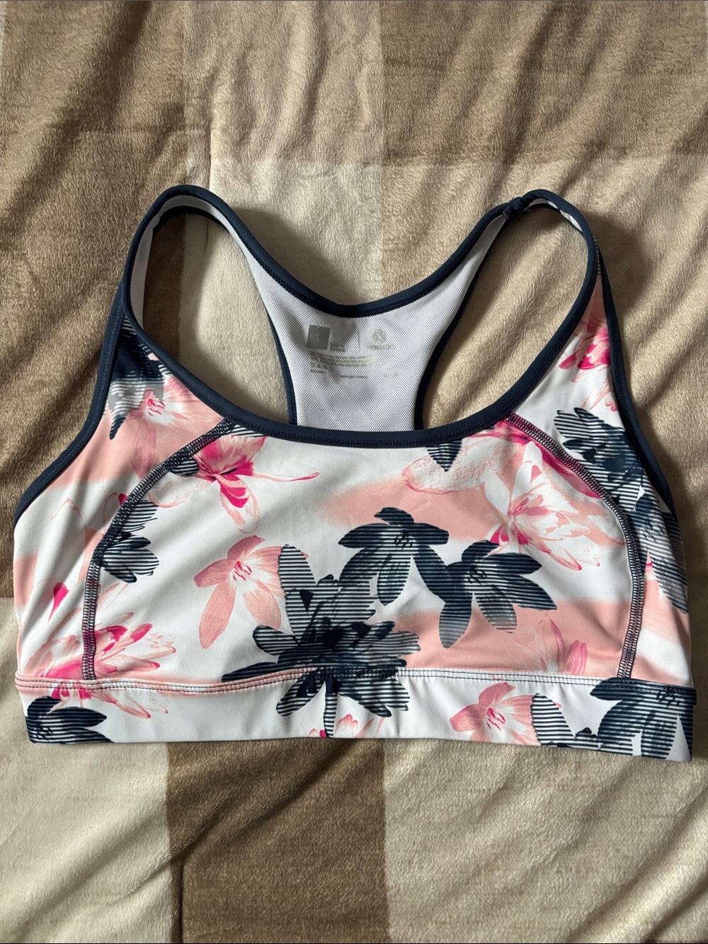 Women's Pink Floral Racerback Sports Bra